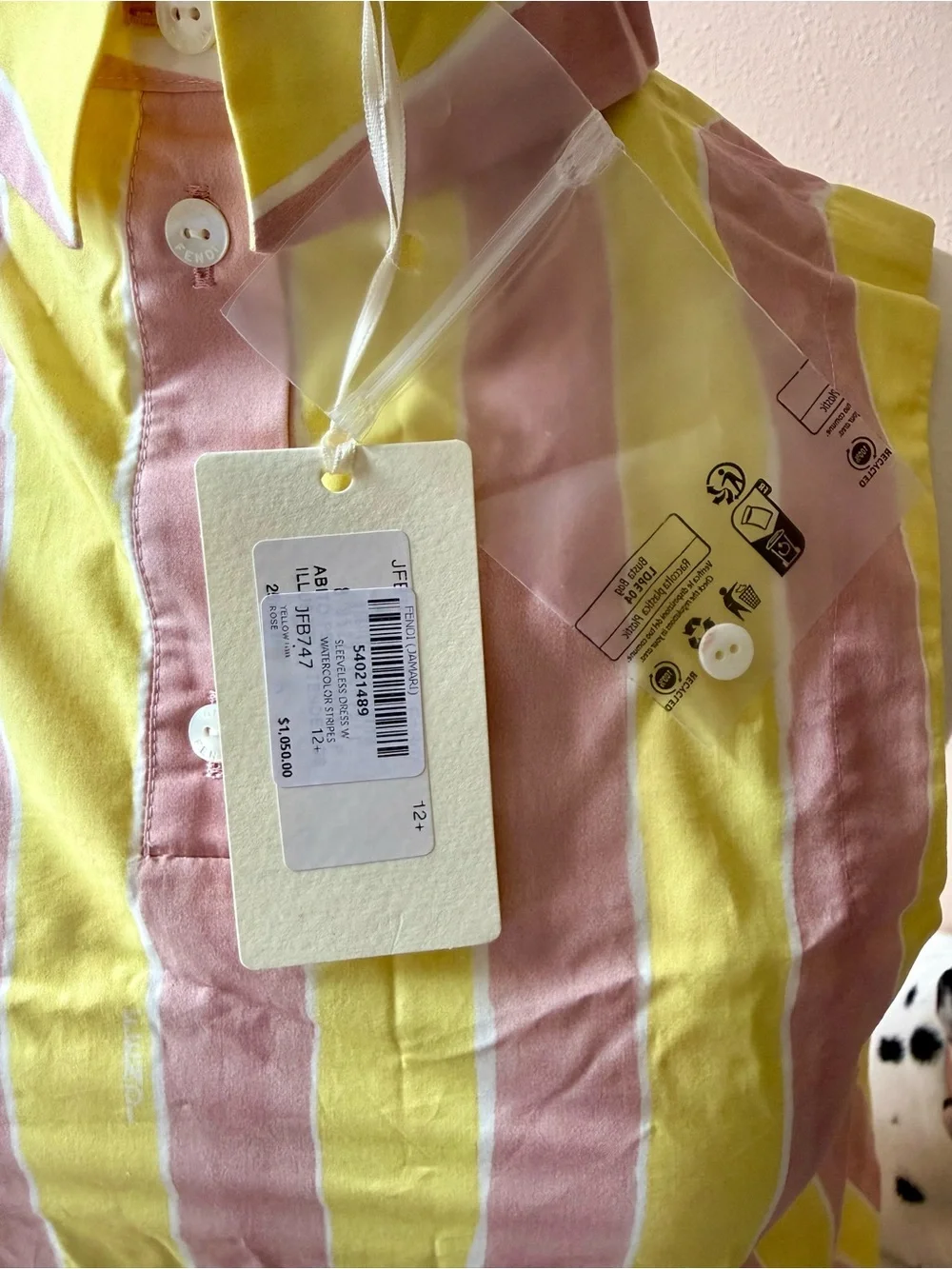 Fendi Kids Yellow & Pink Vertical Stripe Sleeveless Dress